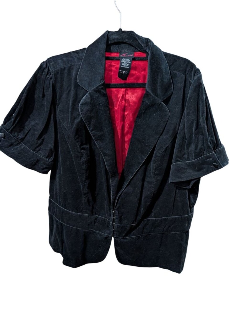 Torrid Black Short Sleeve Blazer Size 3 Womens 22/24 Back Lace-Up Detail w/flaw